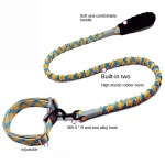 ძაღლის ჭრელი საყელო წელვადი საბელით - Image 2