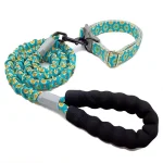 ძაღლის ჭრელი საყელო წელვადი საბელით